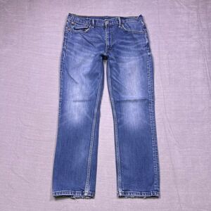 Levi Strauss 511 Mens Jeans W36‎ L30 Blue Straight Fit Distressed Hem